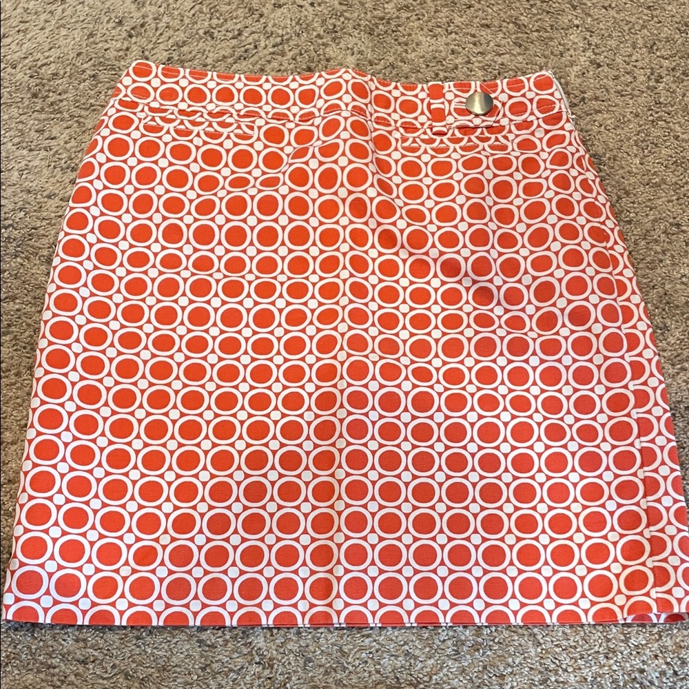 Ann Taylor Redish and White Geometric A-Line Skirt
